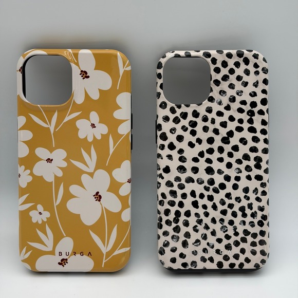 Burga Accessories - Burga Phone Case Set iPhone 13 Yellow Floral Dalmatian Dot Tough Protective